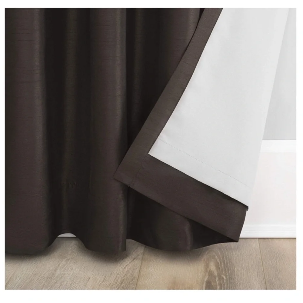 Sun Zero Faux Dupioni Silk Thermal Blackout Back Tab Curtain  50